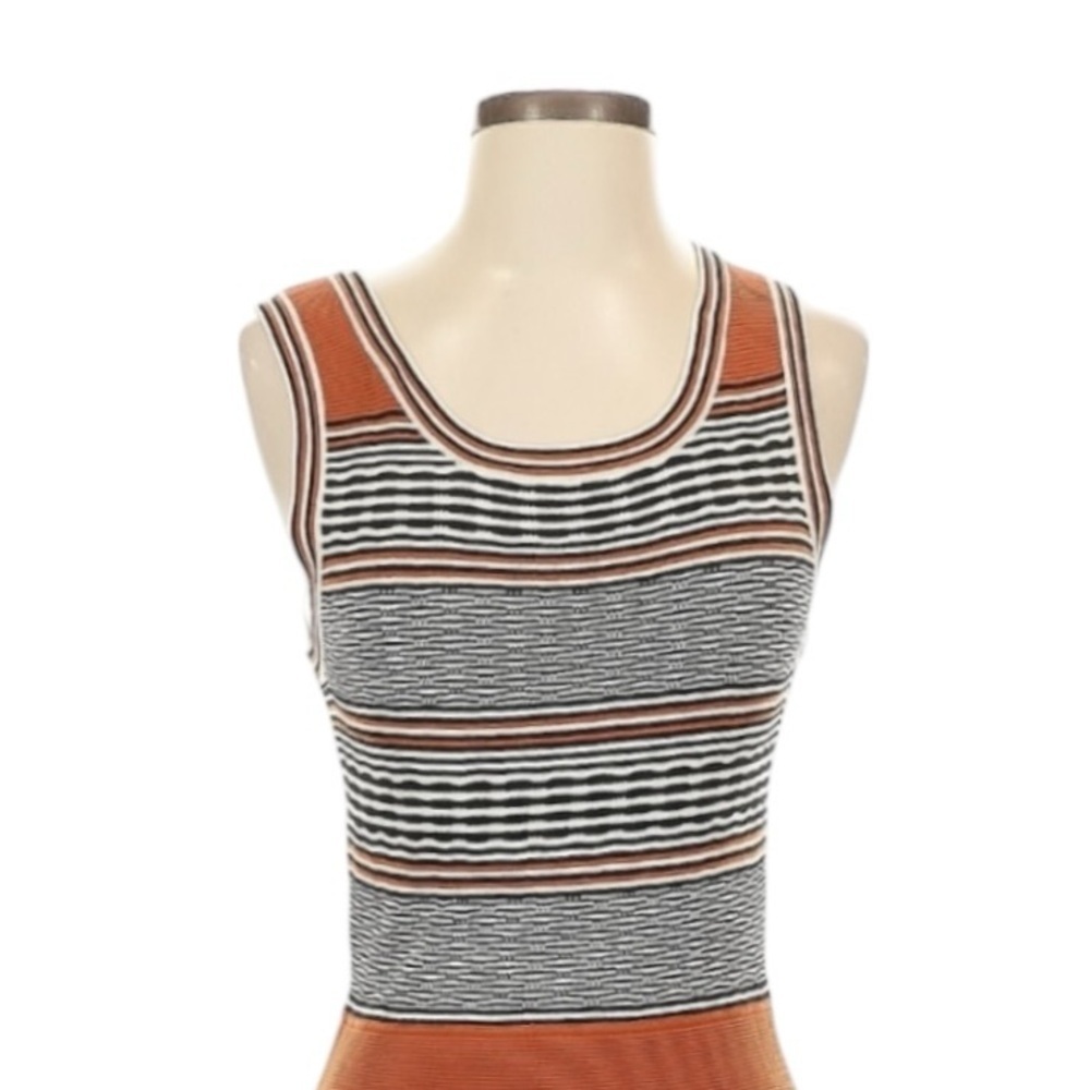 Sandro Paris Raby Stretch-Knit Dress Brique Striped Sleeveless Flare Hem Size 6 - Picture 3 of 10